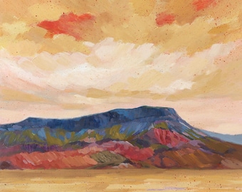 Golden Desert Sky Landscape Art Print: From Abstract Southwest Oil Painting "Desert Gold"