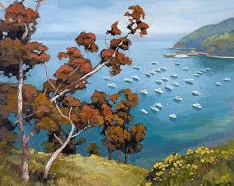 Catalina Island Original Oil Painting: California Coastal Seascape Art