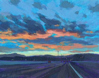 Desert Highway Sunset Art Print: From Original Las Vegas Landscape Painting