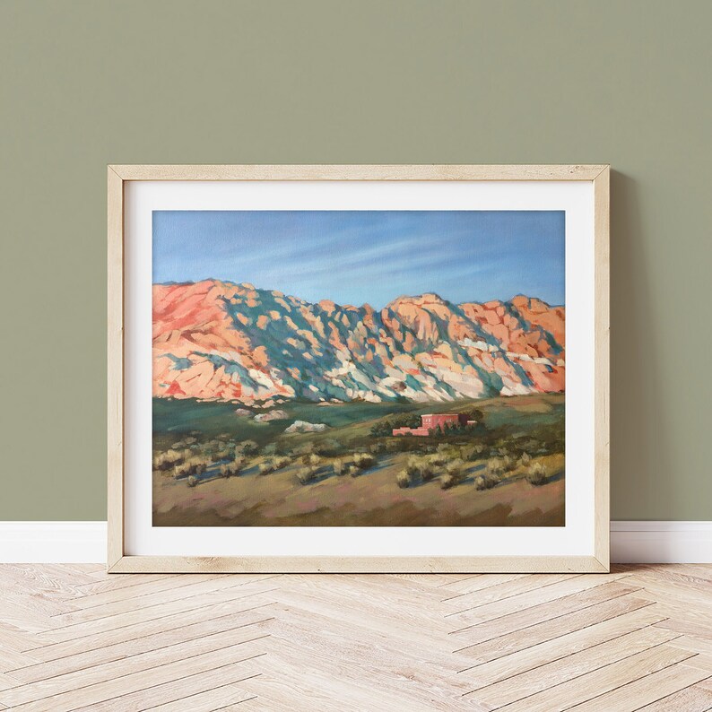 Desert Home in Calico Art Print Peaceful Desert Mountains Red Rock Canyon Print Nevada Art Southwest Landscape Print Western Art image 1