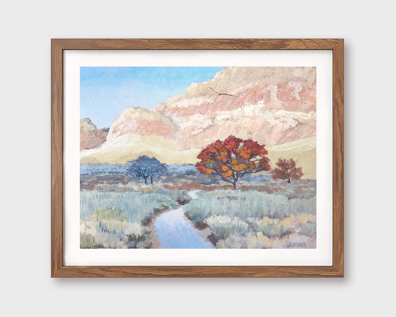 Ash Spring Fine Art Print Desert Mountains and Trees Print Red Rock Canyon Nevada Desert Wall Art Southwest Art Print image 1
