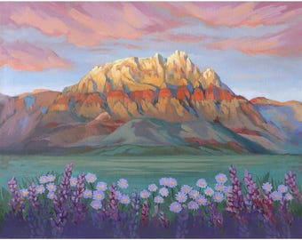 Spring Mountain Red Rock Art Print: Nevada Desert Sunrise and Wildflowers