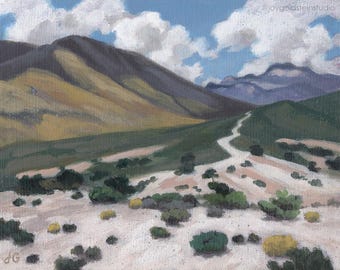 Desert Mountain Path Original Painting: Hand Painted Little Red Rock Nevada Landscape (8x10 Inches)
