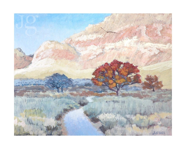 Ash Spring Fine Art Print Desert Mountains and Trees Print Red Rock Canyon Nevada Desert Wall Art Southwest Art Print image 2