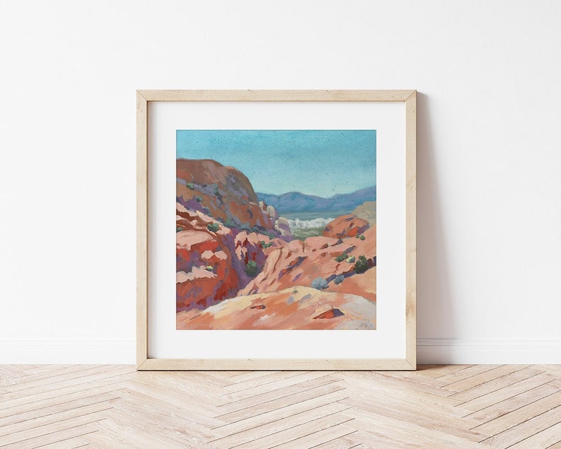 Dreamy Desert View Art Print Red Rock Canyon Nevada Print Desert Landscape Art Southwest Wall Art Beautiful Soothing Desert Art image 1