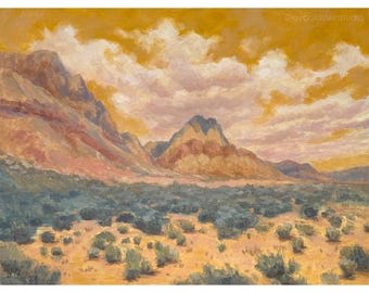Original Painting Hope: Nevada Desert Landscape - Red Rock Canyon - Southwest Wall Art