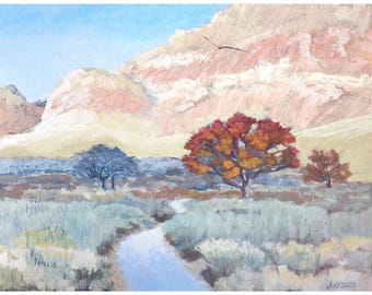 Ash Spring Art Print: Trail Leading to Red Tree Nevada Desert Landscape