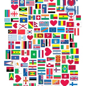 Flags of the World Art Print Love Holds No Boundaries by Joy Goldstein World Traveler Countries World Peace image 2