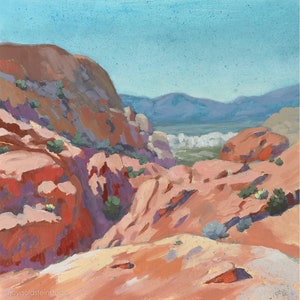 Dreamy Desert View Art Print Red Rock Canyon Nevada Print Desert Landscape Art Southwest Wall Art Beautiful Soothing Desert Art image 3