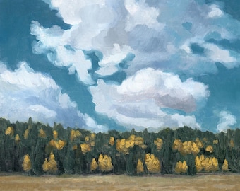 Kaibab National Forest Cloudscape Prairie Art Print - Clouds, Aspen and Pine Landscape