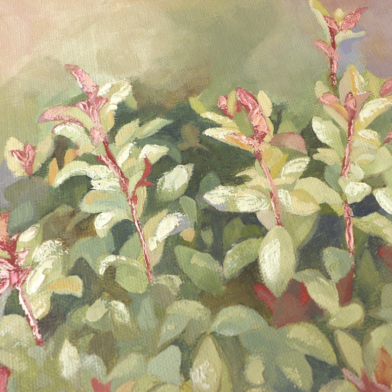 Peinture à lhuile originale sur toile végétale Photinia Peinture végétale Peinture florale originale Art végétal dintérieur peint à la main Art mural botanique image 5