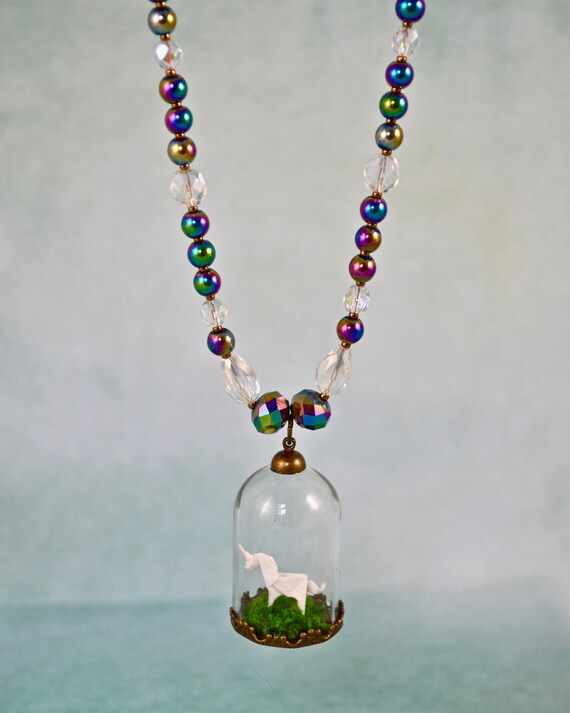 Rainbow Unicorn Mini Origami Necklace