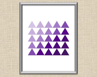 Purple Ombre Gradient Modern Geometric Triangle Minimal Printable Wall Art 8x10