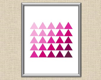 Pink Ombre Gradient Modern Geometric Triangle Minimal Printable Wall Art 8x10