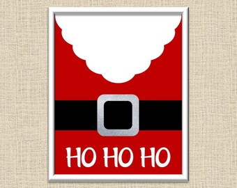 Ho Ho Ho - Santa Claus - Christmas Holiday Printable Wall Art