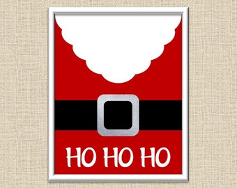 Ho Ho Ho - Santa Claus - Christmas Holiday Printable Wall Art