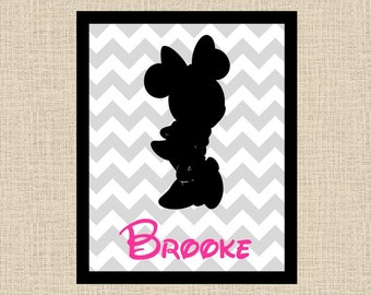 Minnie Mouse Chevron Custom Name Printable Wall Art