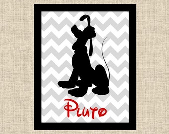 CUSTOM NAME & COLORS Pluto Chevron Printable Wall Art