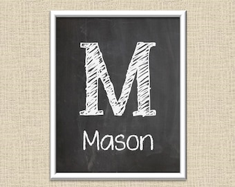 CUSTOM NAME Chalkboard Initial Printable Wall Art 8x10