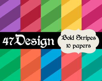 Bold Stripes Digital Scrapbook Paper 10 12x12 300dpi jpeg jpg Printable Papers