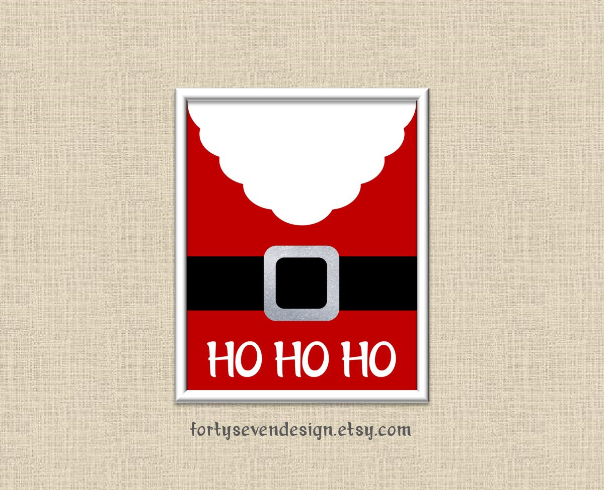 Ho Ho Ho Santa Claus Christmas Holiday Printable Wall Art - Etsy