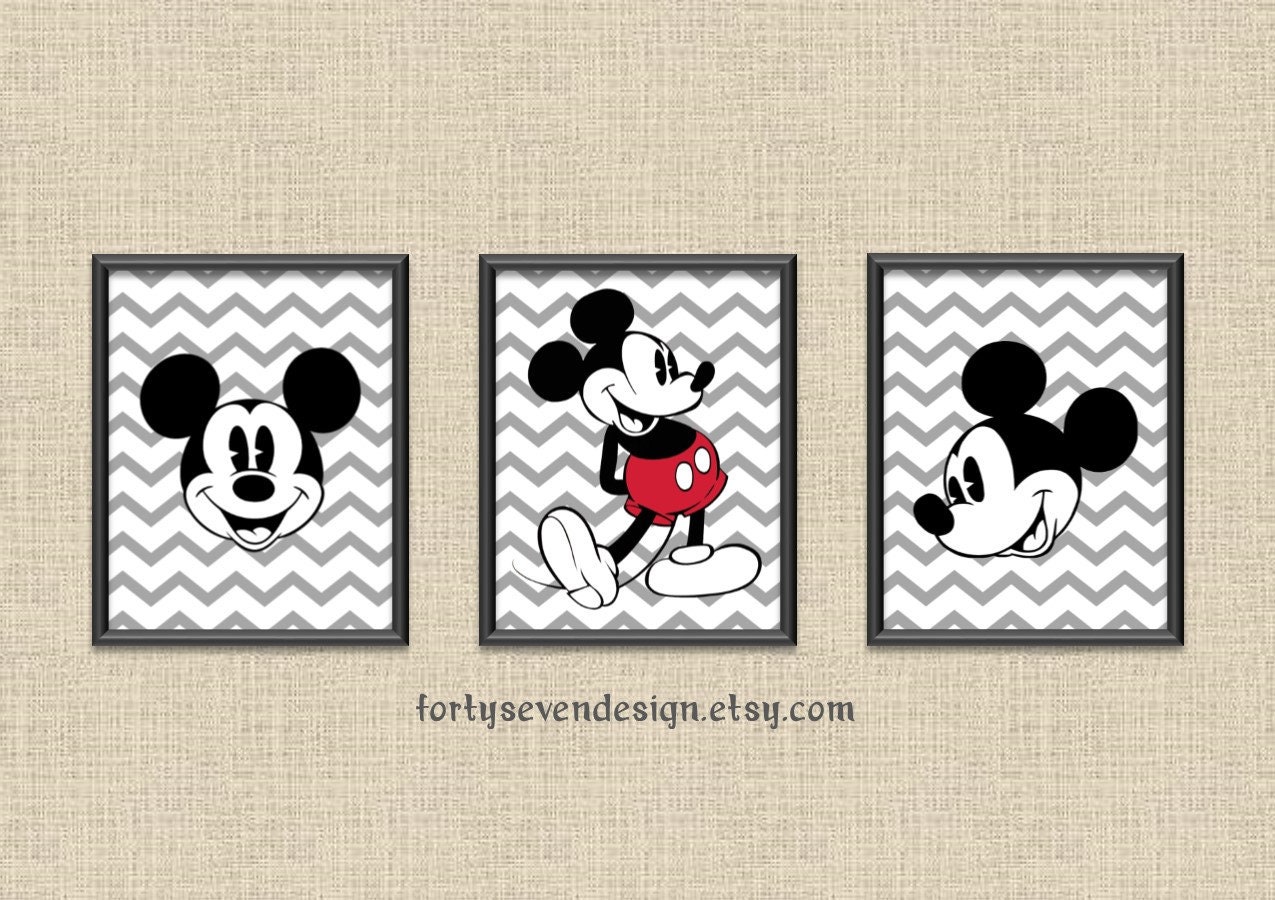 DIGITAL DOWNLOAD Classic Mickey Mouse Printable Wall Art Set Etsy