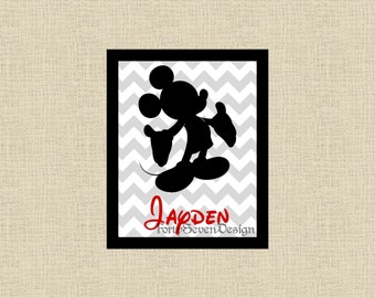 Mickey Mouse Chevron Custom Name Printable Wall Art