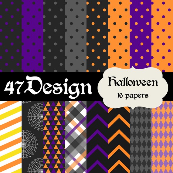 Halloween Digital Scrapbook Paper 16 12x12 300dpi jpeg jpg Printable Papers Il_570xn