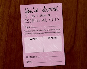 Essential Oils Class Printable Invitation 4x6 DIY
