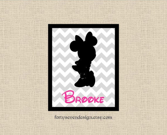 Minnie Mouse Chevron Custom Name Printable Wall Art Il_570xn