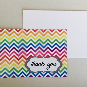 Regenbogen-Chevron-Dankeschön-Karten - Set von 10 - flach - Postkarte