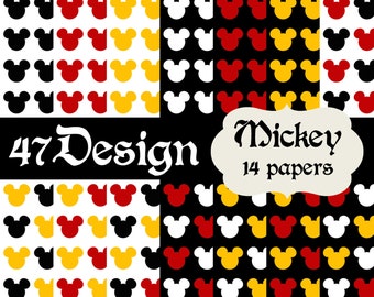 Mickey Mouse Digital Scrapbook Paper 14 12x12 300dpi jpeg jpg Printable Papers
