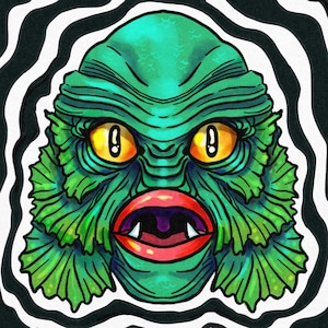Creature From the Black Lagoon Gill Man Digital Art Print 8x8 inches