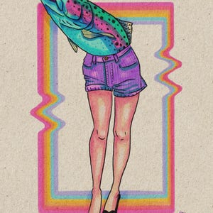 Reverse Mermaid Art Print 8x10 inches