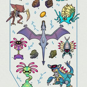 化石ポケモン科学ポスター 17インチ×11インチ - Etsy 日本