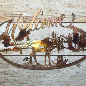 Welcome Moose Metal Sign