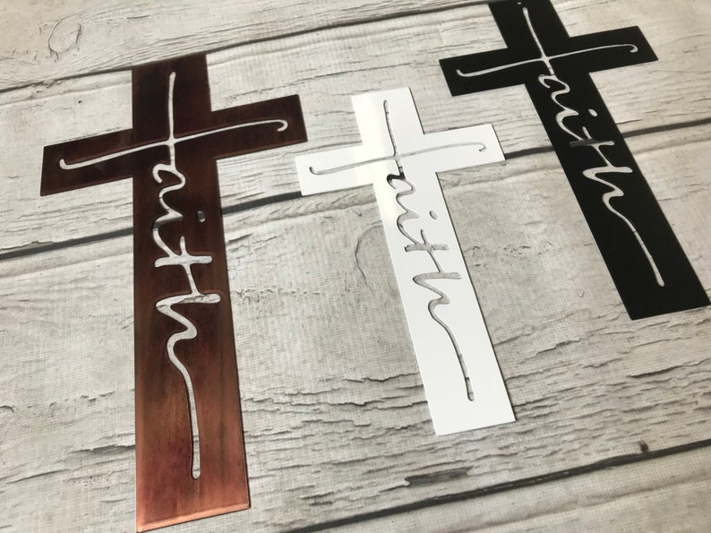 Arte de metal personalizado con cruz de fe imagen 6