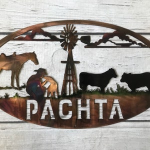 Personalized Farm Ranch Scene Metal Wall Art Custom Metal Sign