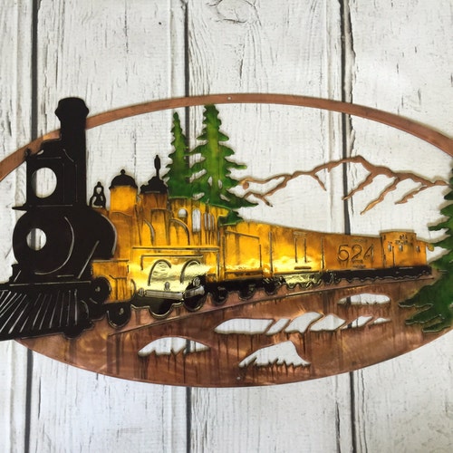 Railroad Train Metal Artwork Etsy