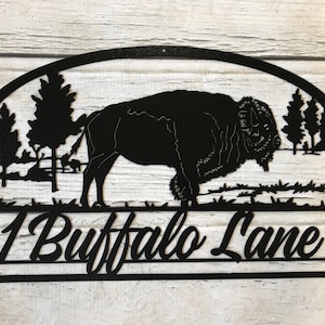 Buffalo Address Sign, personalized metal sign, custom address sign