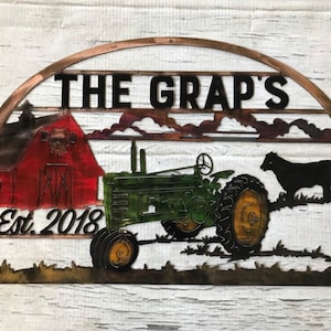 Custom Metal Farm Scene Sign, personalized sign, farm sign