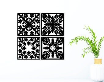 Hawaiian Barn Quilt, Hawaiian Barn Quilt Block Set of 4, Hawaiian Art, Metal Barn Quilts