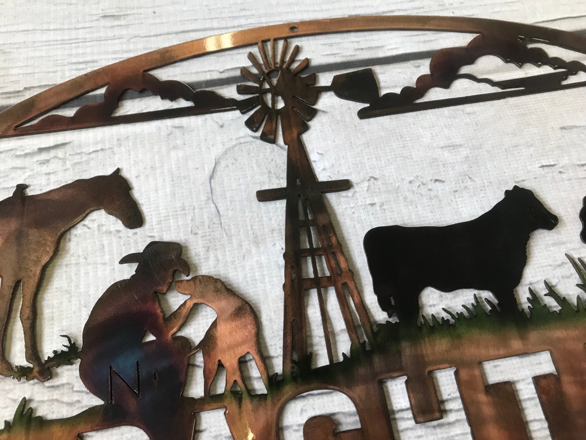 Personalized Farm Ranch Scene Metal Wall Art Custom Metal Sign Etsy