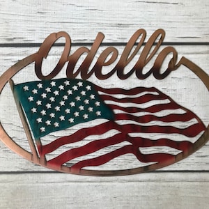 American Flag Custom Name Sign