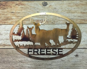 Custom Name sign featuring deer, deer name sign, personalized name sign