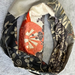Smokey  grey silk  kimono infinity scarf
