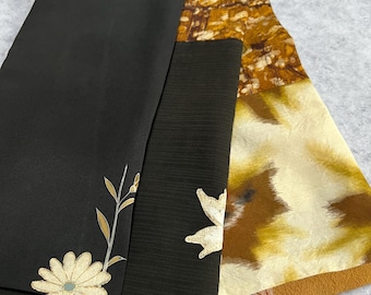 Pañuelo kimono de seda negro y dorado. Envío nacional de primera clase gratuito.