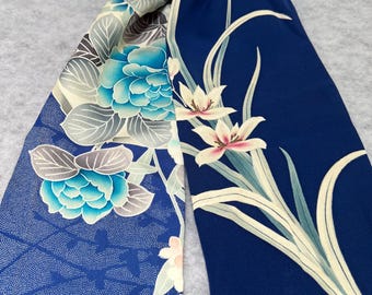 Shades of blue silk kimono scarf