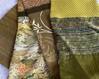 pañuelo kimono de seda color oliva