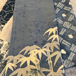Blue-grey kimono silk scarf FREE US SHIPPING